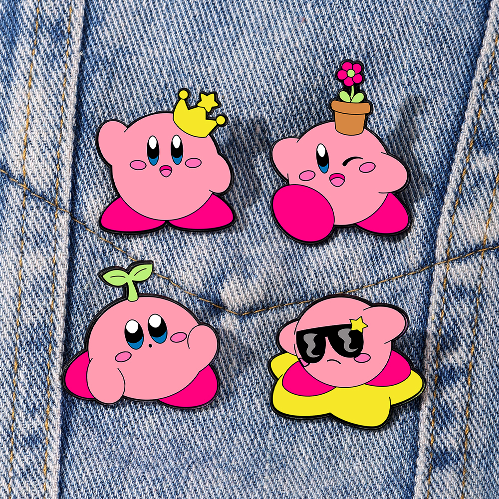 Cosplay Prop Bag - 4pcs Kirby Enamel Lapel Pins Set