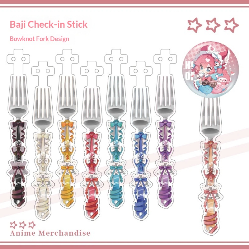Cosplay Prop Bag - Anime Acrylic Bowknot Fork Shape Badge