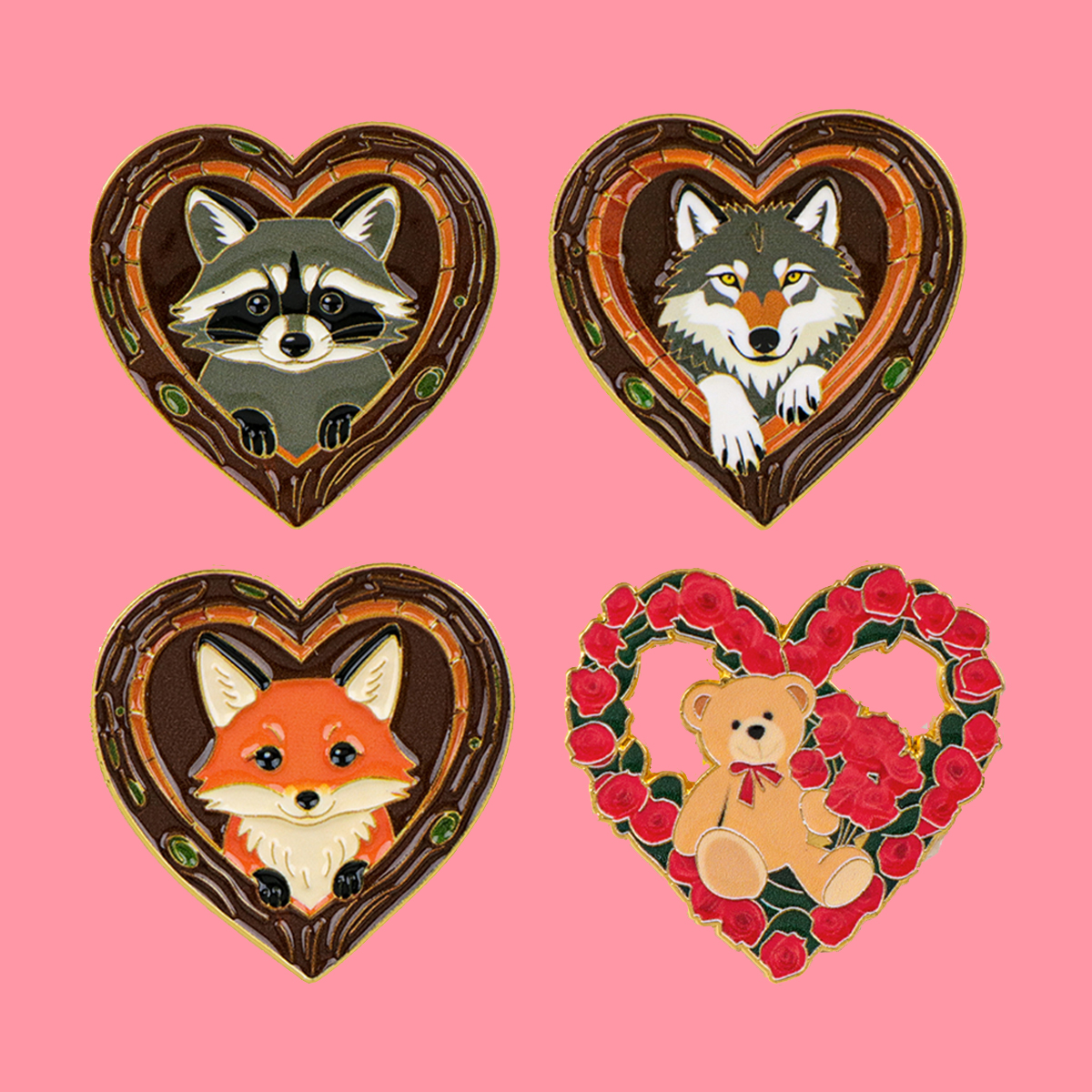 Cosplay Prop Bag - Fox Rose Bear Enamel Pins Animals