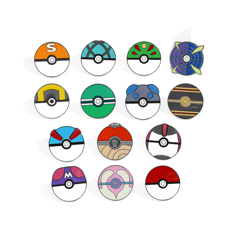 Cosplay Prop Bag - 14 Pcs Cartoon Brooch Minimalist Poké