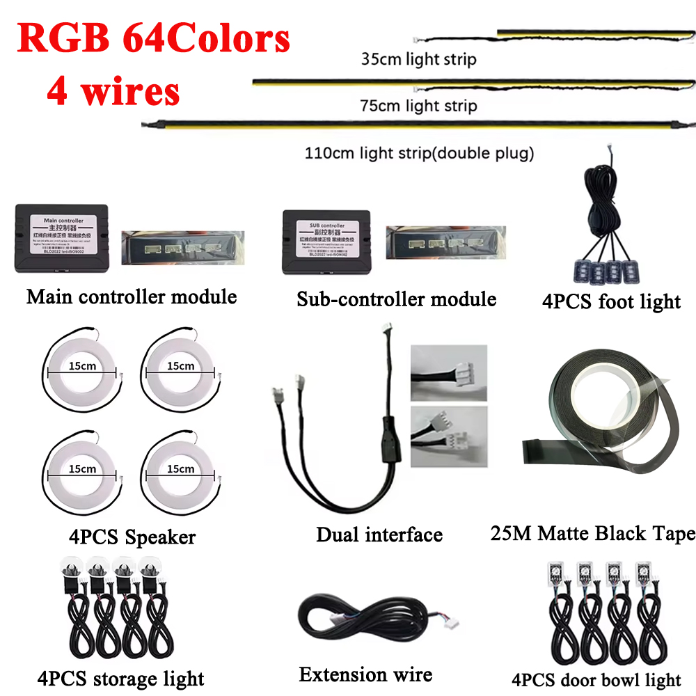 RGB 64 Colors LED Car Ambient  - огляд і ціна Led El Wire