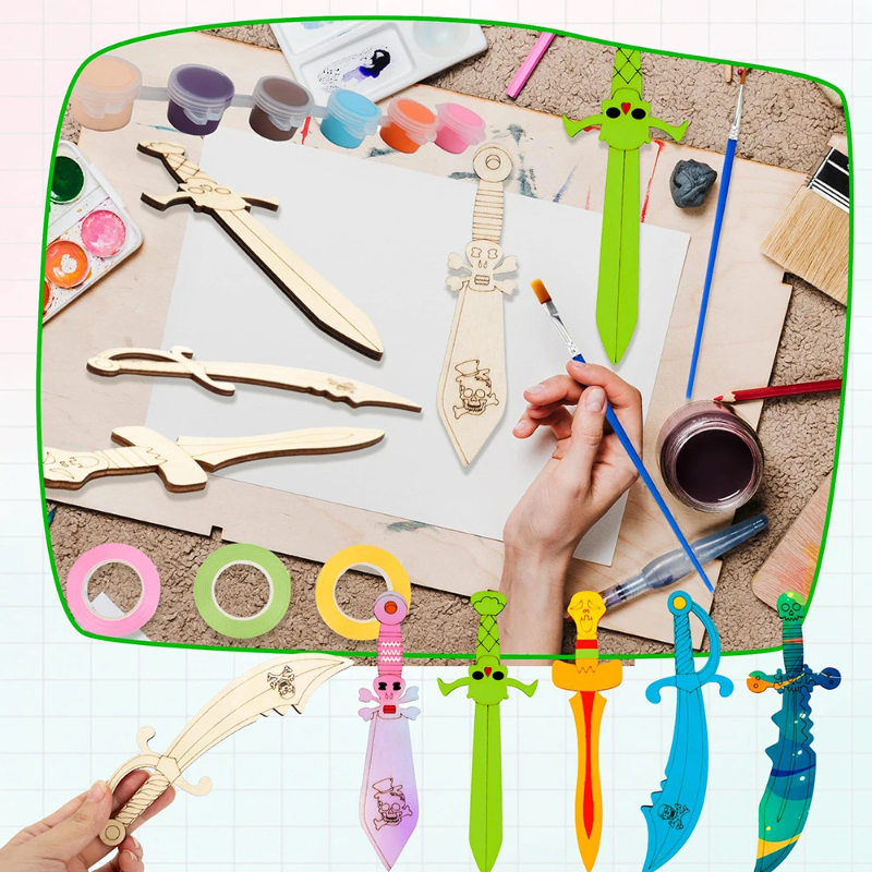 16pcs Kids Wooden Pirate Theme - огляд і ціна Cosplay Prop Paint