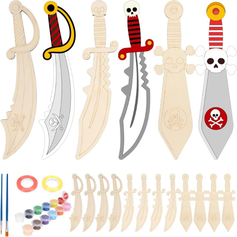 16pcs Kids Wooden Pirate Theme - огляд і ціна Cosplay Prop Paint