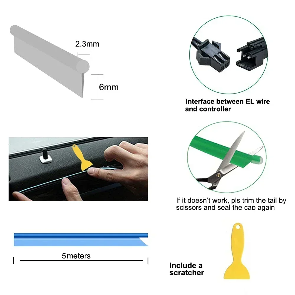 1/3/5M Car Interior Light Deco - огляд і ціна Led El Wire