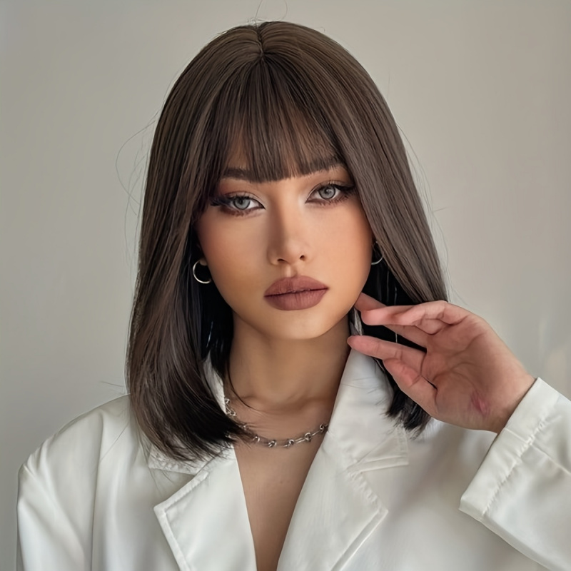 Elegant Brown Short Bob Wig fo - огляд і ціна Wig Fiber Net
